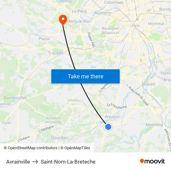 Avrainville to Saint-Nom-La-Breteche map