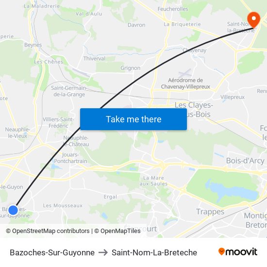 Bazoches-Sur-Guyonne to Saint-Nom-La-Breteche map