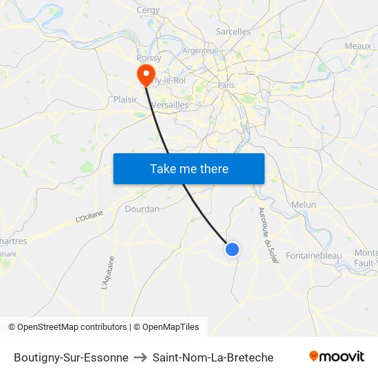 Boutigny-Sur-Essonne to Saint-Nom-La-Breteche map