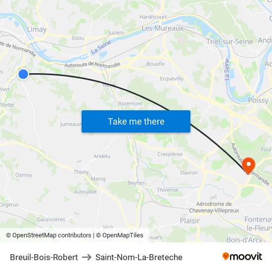 Breuil-Bois-Robert to Saint-Nom-La-Breteche map