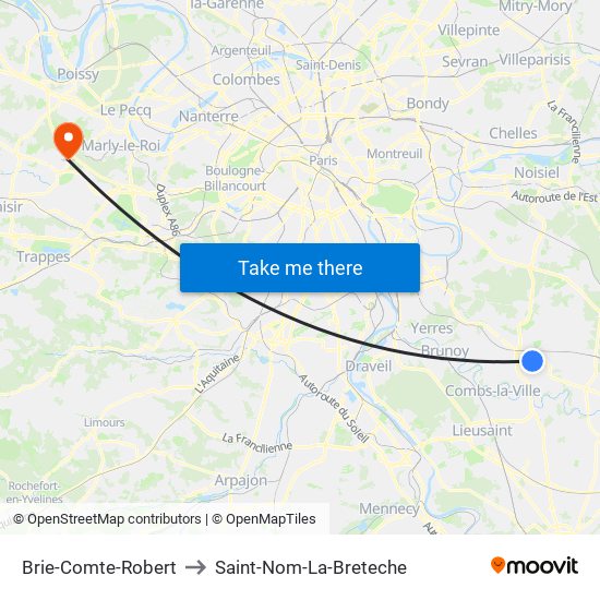 Brie-Comte-Robert to Saint-Nom-La-Breteche map