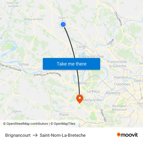 Brignancourt to Saint-Nom-La-Breteche map