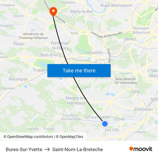 Bures-Sur-Yvette to Saint-Nom-La-Breteche map