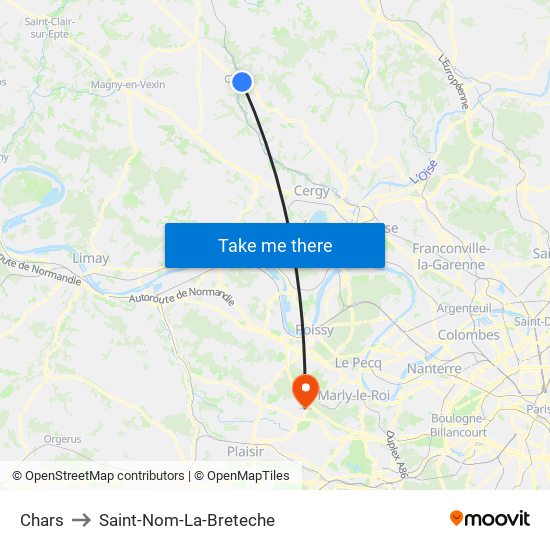 Chars to Saint-Nom-La-Breteche map