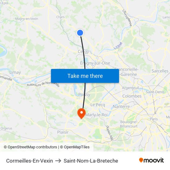 Cormeilles-En-Vexin to Saint-Nom-La-Breteche map