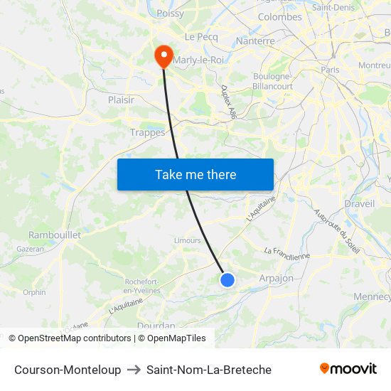 Courson-Monteloup to Saint-Nom-La-Breteche map
