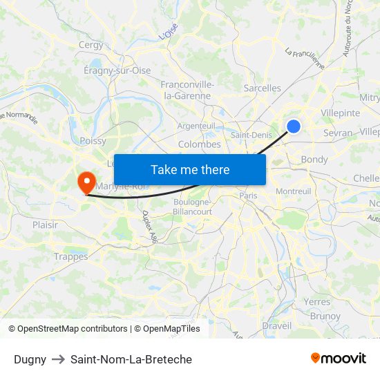 Dugny to Saint-Nom-La-Breteche map