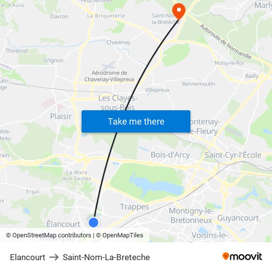 Elancourt to Saint-Nom-La-Breteche map