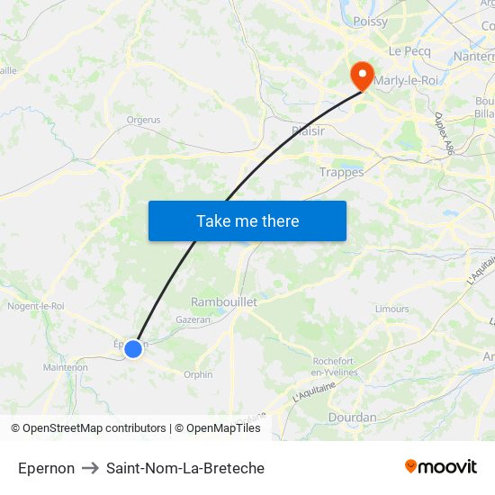 Epernon to Saint-Nom-La-Breteche map
