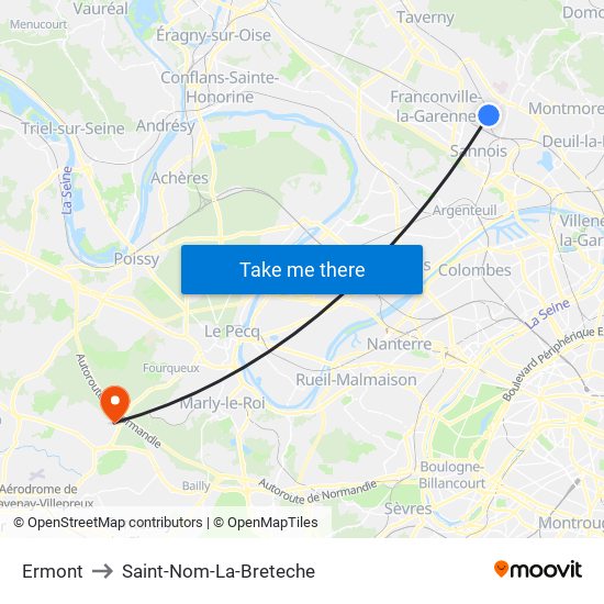 Ermont to Saint-Nom-La-Breteche map