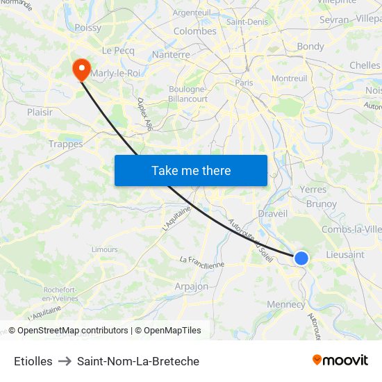 Etiolles to Saint-Nom-La-Breteche map