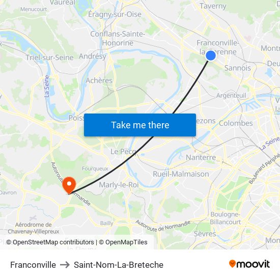 Franconville to Saint-Nom-La-Breteche map