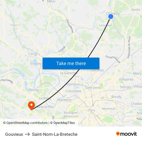 Gouvieux to Saint-Nom-La-Breteche map