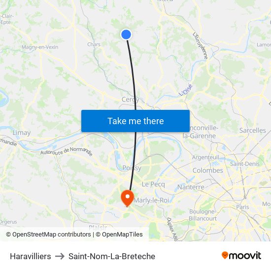 Haravilliers to Saint-Nom-La-Breteche map