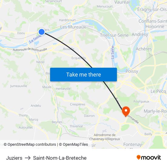 Juziers to Saint-Nom-La-Breteche map