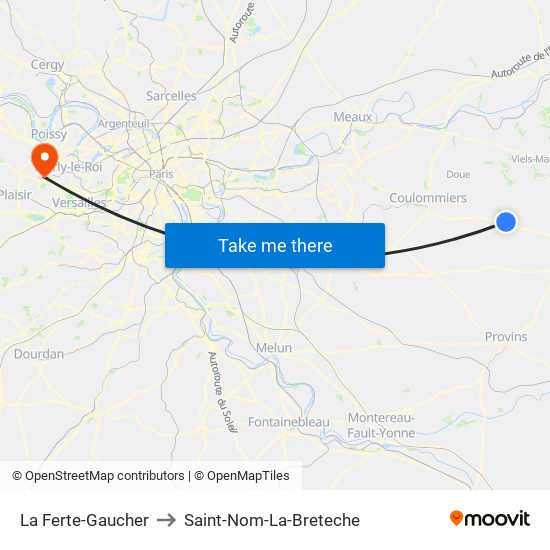 La Ferte-Gaucher to Saint-Nom-La-Breteche map