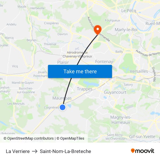 La Verriere to Saint-Nom-La-Breteche map