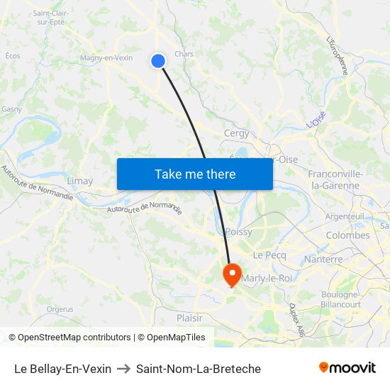 Le Bellay-En-Vexin to Saint-Nom-La-Breteche map