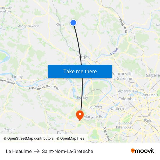 Le Heaulme to Saint-Nom-La-Breteche map
