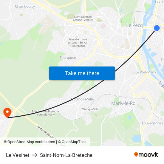 Le Vesinet to Saint-Nom-La-Breteche map