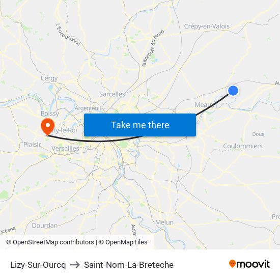 Lizy-Sur-Ourcq to Saint-Nom-La-Breteche map