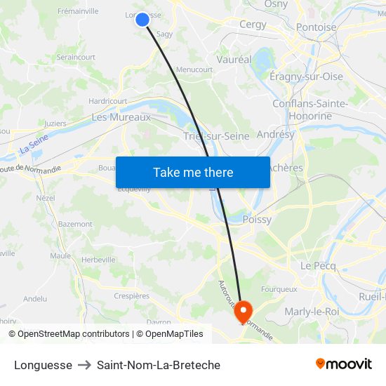 Longuesse to Saint-Nom-La-Breteche map
