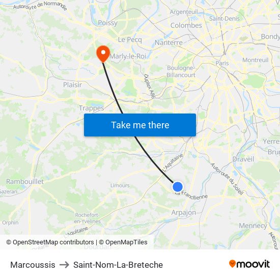 Marcoussis to Saint-Nom-La-Breteche map