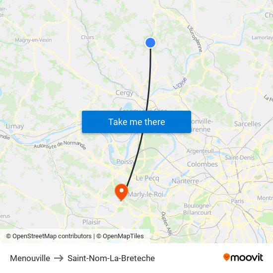Menouville to Saint-Nom-La-Breteche map