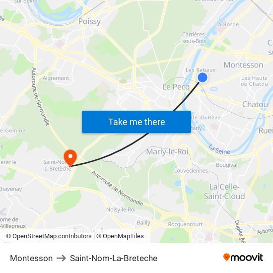 Montesson to Saint-Nom-La-Breteche map