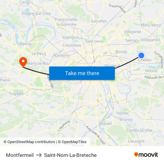 Montfermeil to Saint-Nom-La-Breteche map