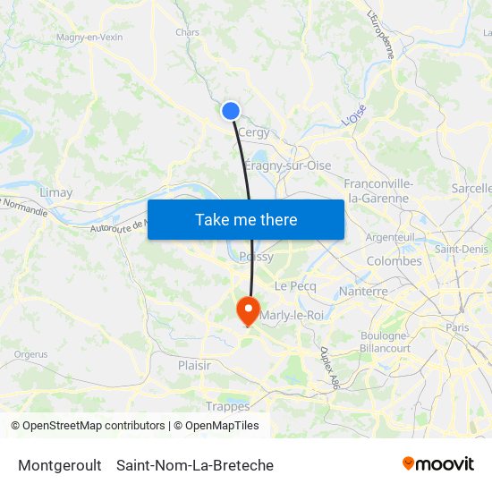 Montgeroult to Saint-Nom-La-Breteche map