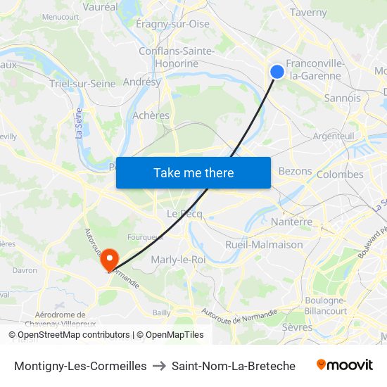 Montigny-Les-Cormeilles to Saint-Nom-La-Breteche map