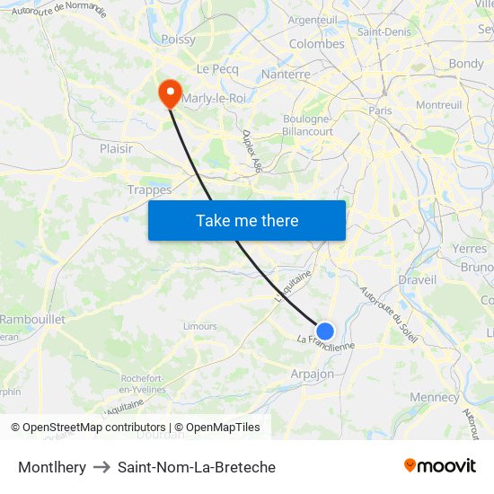 Montlhery to Saint-Nom-La-Breteche map