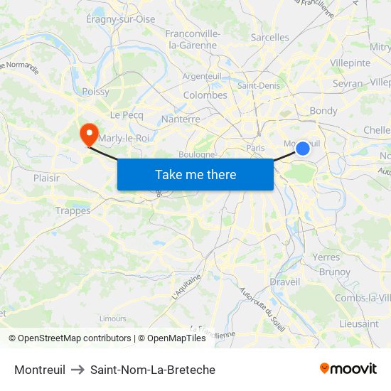Montreuil to Saint-Nom-La-Breteche map