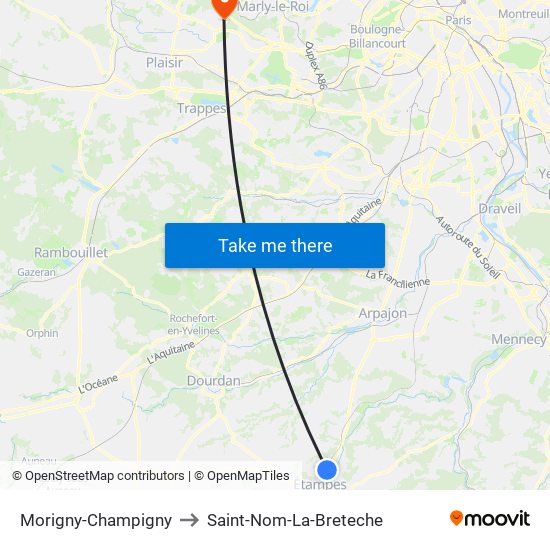 Morigny-Champigny to Saint-Nom-La-Breteche map