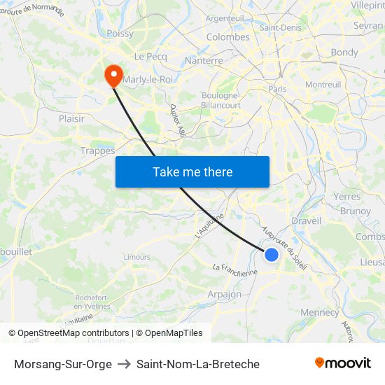 Morsang-Sur-Orge to Saint-Nom-La-Breteche map