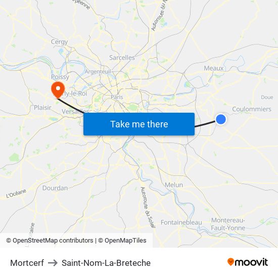 Mortcerf to Saint-Nom-La-Breteche map