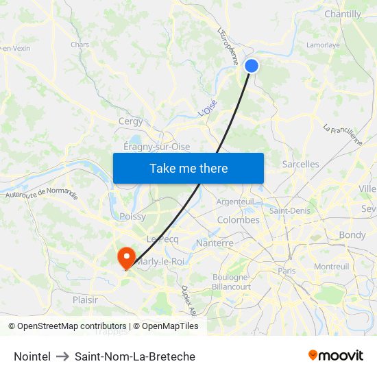 Nointel to Saint-Nom-La-Breteche map