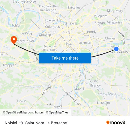 Noisiel to Saint-Nom-La-Breteche map