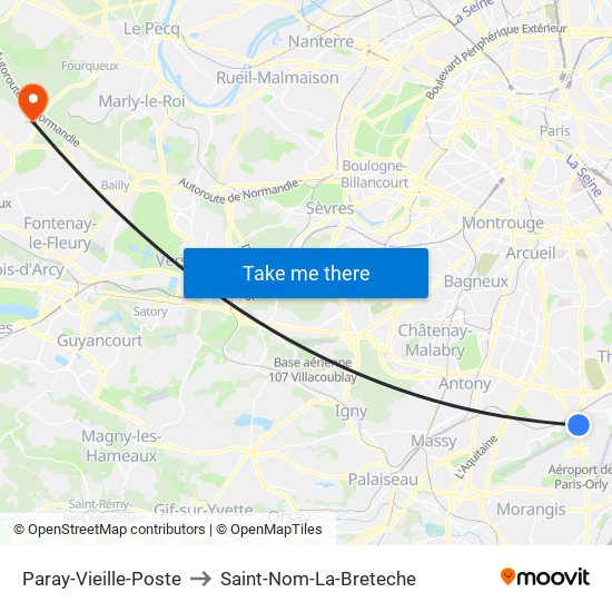 Paray-Vieille-Poste to Saint-Nom-La-Breteche map