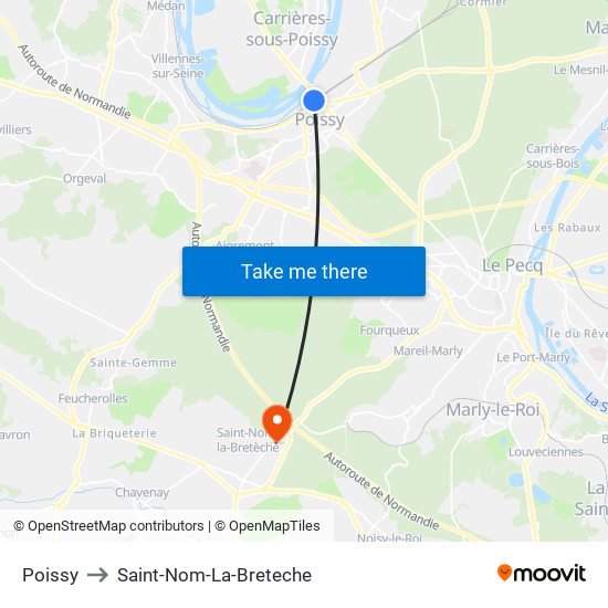 Poissy to Saint-Nom-La-Breteche map