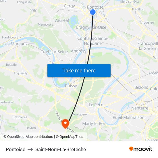 Pontoise to Saint-Nom-La-Breteche map