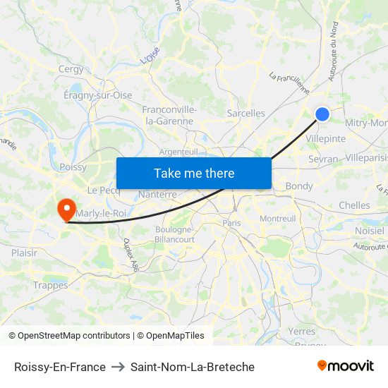 Roissy-En-France to Saint-Nom-La-Breteche map