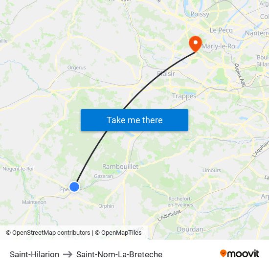 Saint-Hilarion to Saint-Nom-La-Breteche map