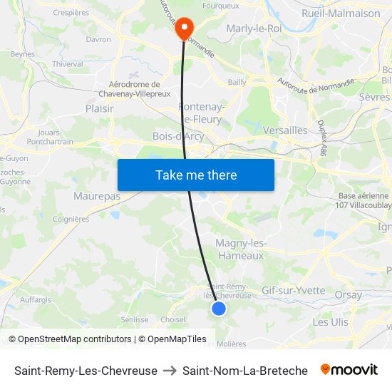 Saint-Remy-Les-Chevreuse to Saint-Nom-La-Breteche map