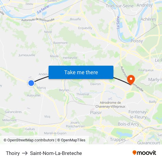 Thoiry to Saint-Nom-La-Breteche map