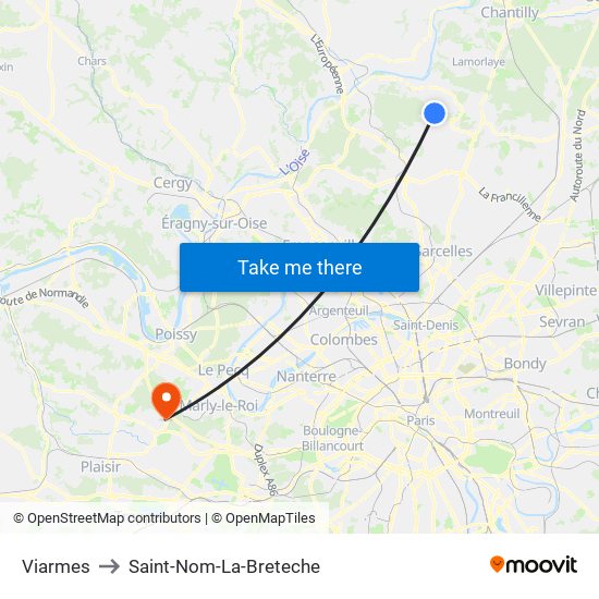 Viarmes to Saint-Nom-La-Breteche map