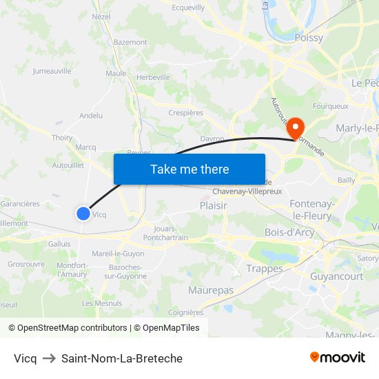 Vicq to Saint-Nom-La-Breteche map