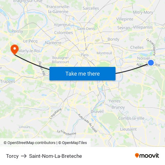 Torcy to Saint-Nom-La-Breteche map