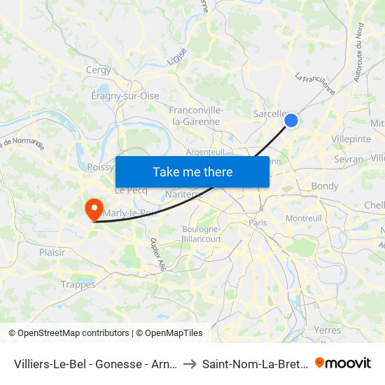 Villiers-Le-Bel - Gonesse - Arnouville to Saint-Nom-La-Breteche map